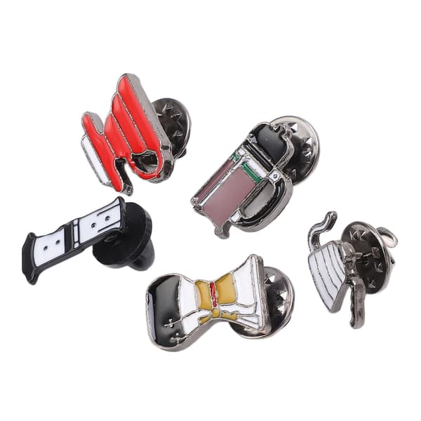 5 Pcs Novelty Brooch Pin Coffee Pot Tool Series Pattern DIY Making Alloy Lightweight Decorative Lapel Pin for Bag