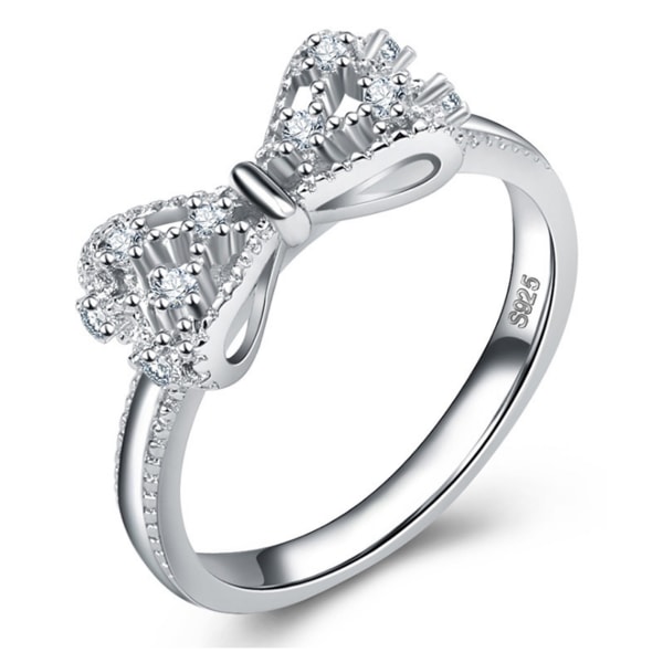 925 Sterling Silver med fyrkantig Zirconia rosett diamantring