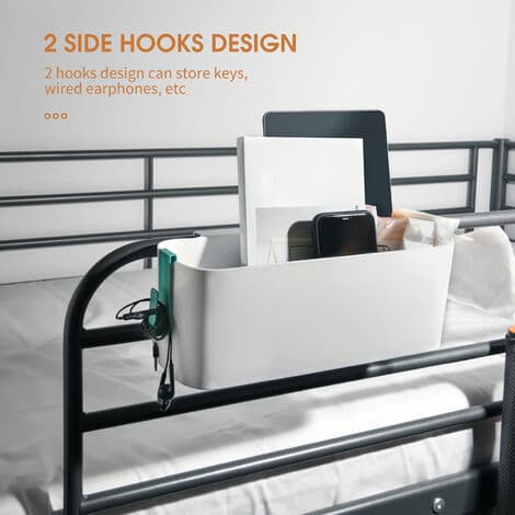 Bedside Storage Hanging Storage Shelf Bed Storage Basket with 2 Hooks Baby Bed Shelves Holder Dorm Room Accessories