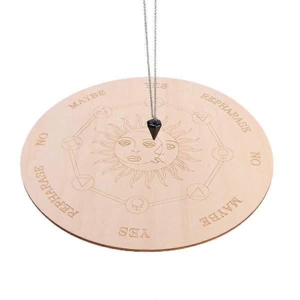 Star Pendulum Board Dowsing Divination Metaphysical Message Board Wooden Board with a Necklace, B