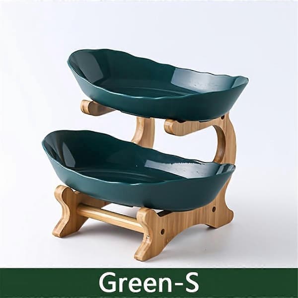 Fruit Bowl, Snack Plate for Living Room Kitchen, Modern Dried Fruit Plate Stand Cake Plate, Fruit Basket Green Double Layer