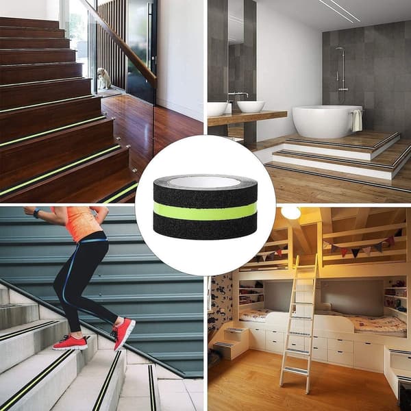 1 rulle skridsikker tape - Selvlysende griptape, 5m x 10cm - til trapper, stiger, gulve