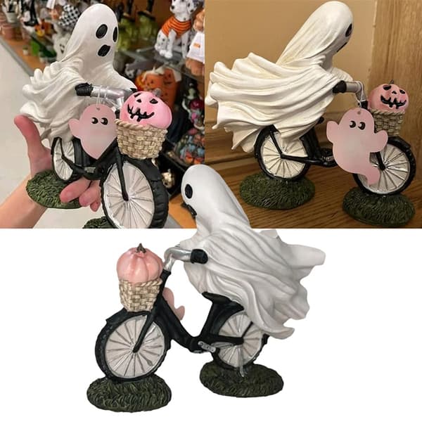 Aavemainen aave pyörällä Halloween-hahmo Aave pyöräilemässä Gi