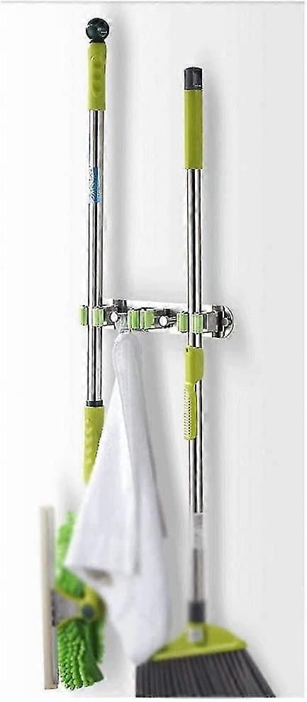 Bøjle til kost og moppe - Vægmonteret rustfri havekost moppeholder organizer