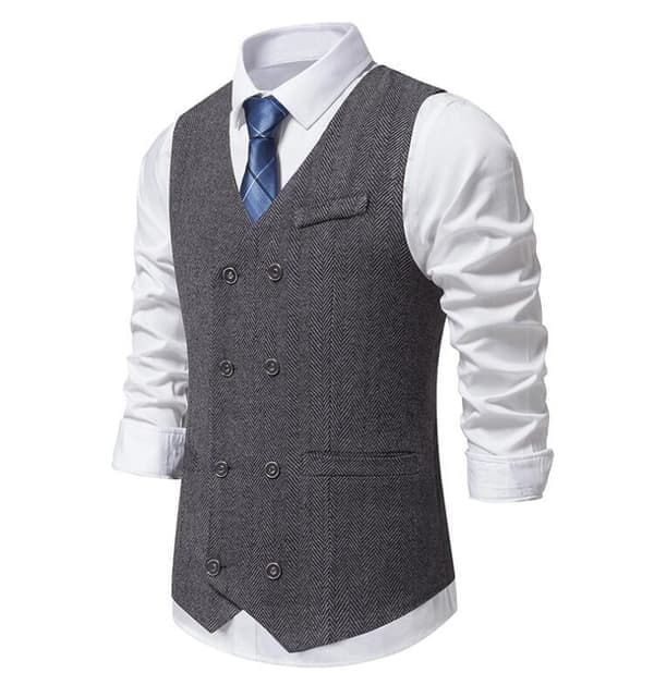 Herre Slim Fit Dobbeltradet Vest Mørkegrå Dark Gray 2XL Dark Gray 2XL