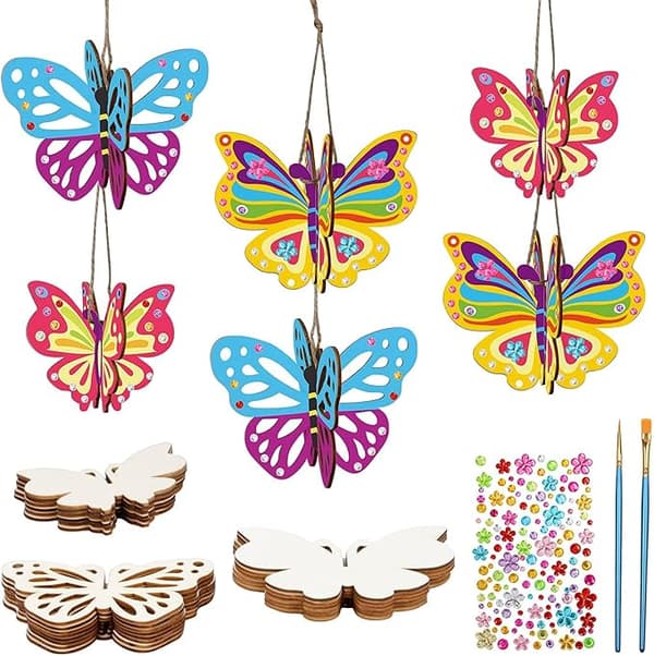 10 Tre-3D Sommerfugler DIY-sett - Kreative Hobbyer for Barn