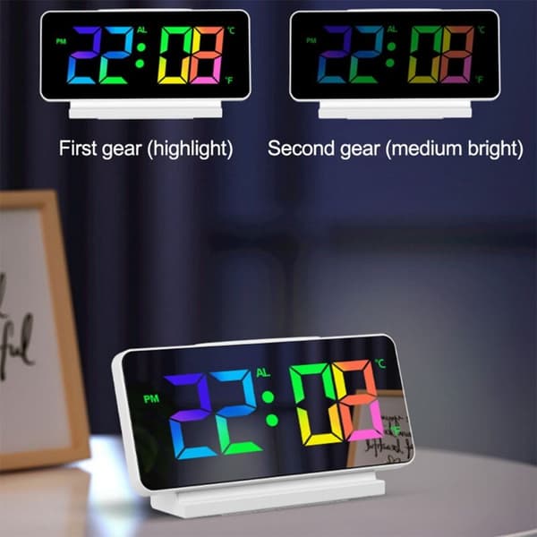 LED Digital Alarm Clock, Large Digits, Bold Font, Snooze, Adjustable Volume, Easy to Use, for Bedroom, Office White