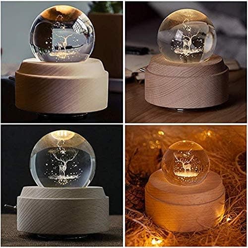 Projeksjons-LED-lampe - 3D Krystallkule Musikkboks Lyssterk Roterende