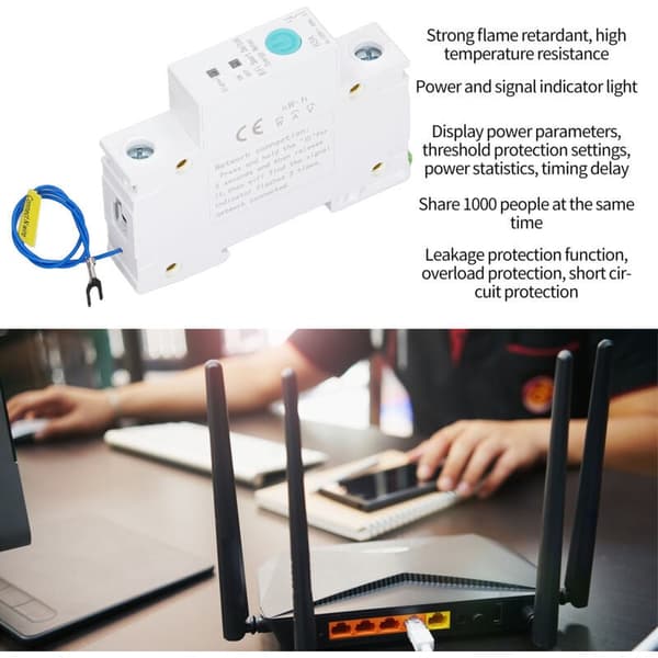 Wifi Smart Circuit Breaker Energy Meter Switch DIN Rail for Ewelink APP Wireless Control AC230V 1P 63A