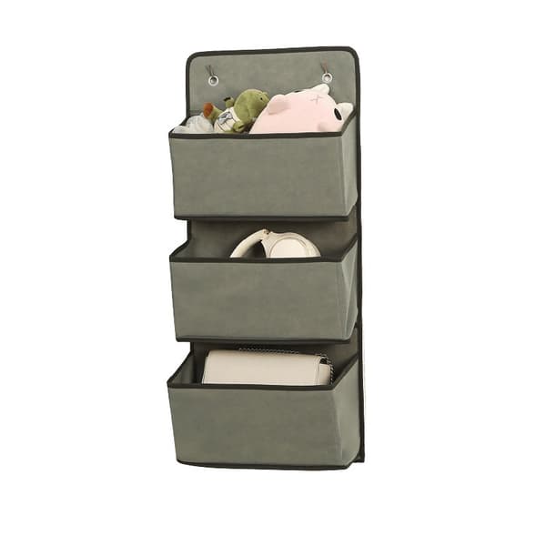 Grey Hanging Storage Organizer for Door - 3 Tier Non-Woven Fabric Storage Bag