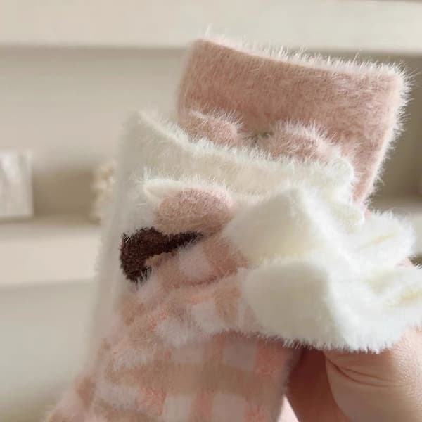 Soft Socks, Fluffy Socks, Warm and Soft Slippers for Winter, Sleeping at Home, Cute Kawaii Socks, 3 Pairs