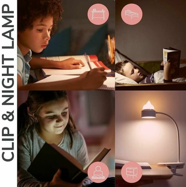 Flexible Pink with Original Night Light/With USB Rechargeable Battery/LED Reading Lamp Reading Lamp for Desk, Bed, Nightstand - Lightweight, Practical -