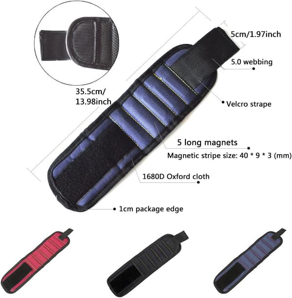 Magnetisk Armbånd, 5 Stærke Magneter Magnetarmbånd til