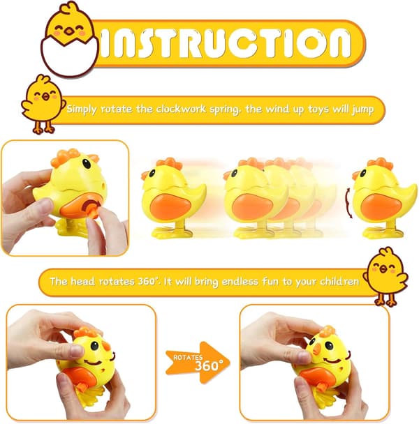 3st påsk Chick Wind Up leksaker, mekaniska Chick leksaker, påsk