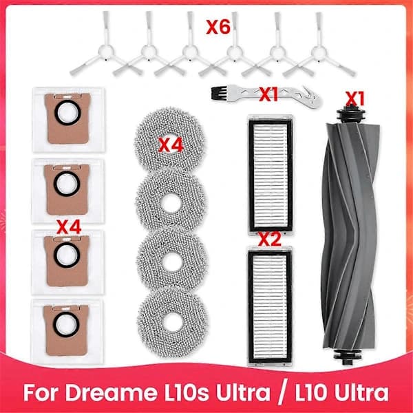 Til Dreame L10s Ultra / L10 Ultra Robotstøvsuger Hovedsidebørste Hepa Filter Moppeklud Støvpose B