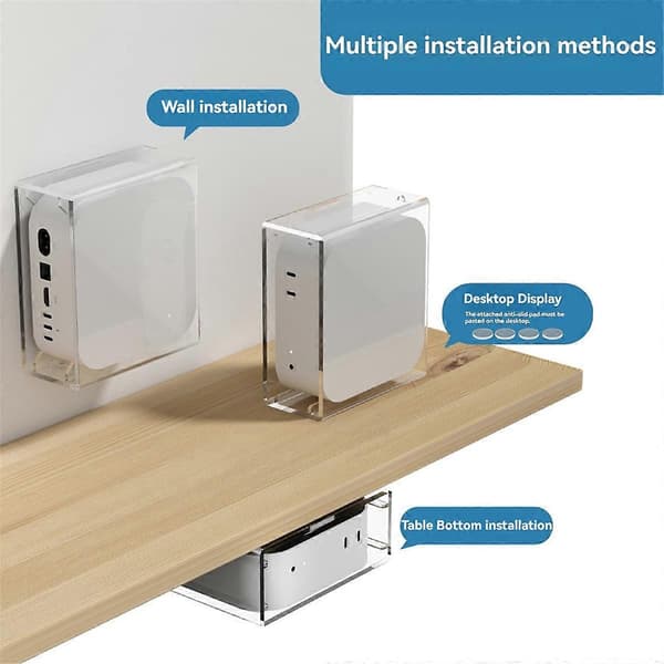 Skrivebordsstativ Under Skrivebordsstativ til 2024 Mac Mini M4 Skrivebord Vægmonteringsholder Bag Skærmen til