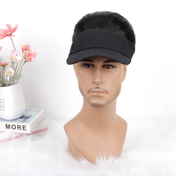Herre Baseballkasket Paryk - Stilfuld Sort Parykhat for et Trendy Look