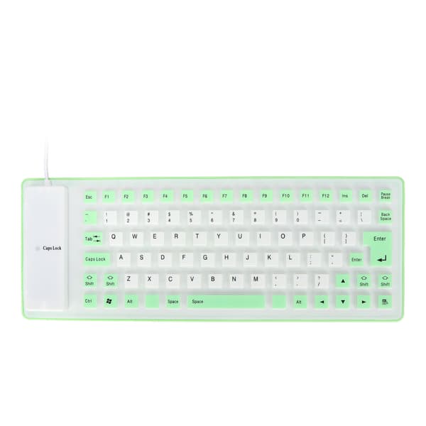 Silicone Keyboard Fully Sealed Design Lightweight Portable Silent Soft Comfortable USB Wired Silicone Keyboard for PC Green