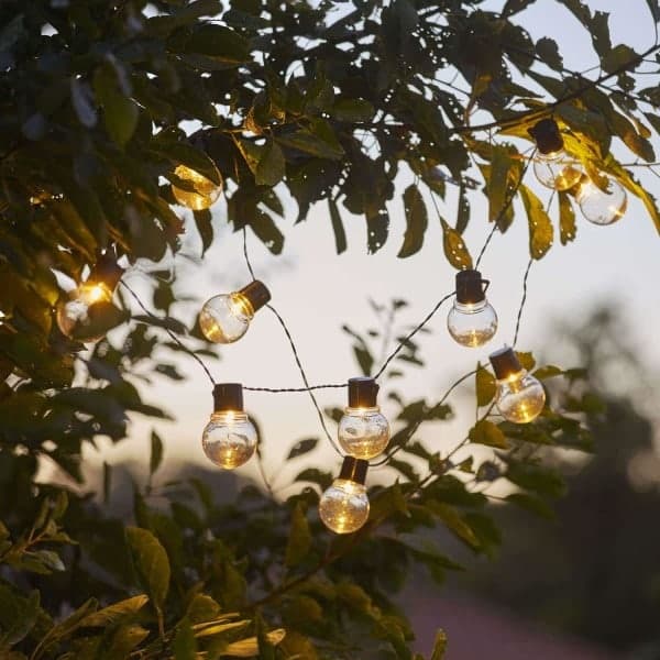 Outdoor Camping Atmosphere Lamp Large Ball Lamp String Battery Ring with 10 Lights 180cm Black Black