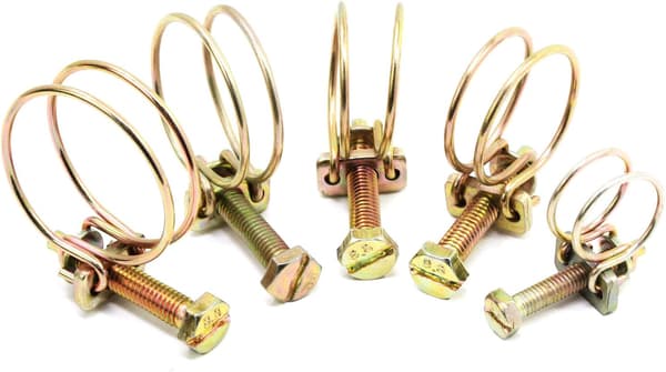 50 pcs. Adjustable Double Wire Hose Clamps 5 Sizes Steel Wire T
