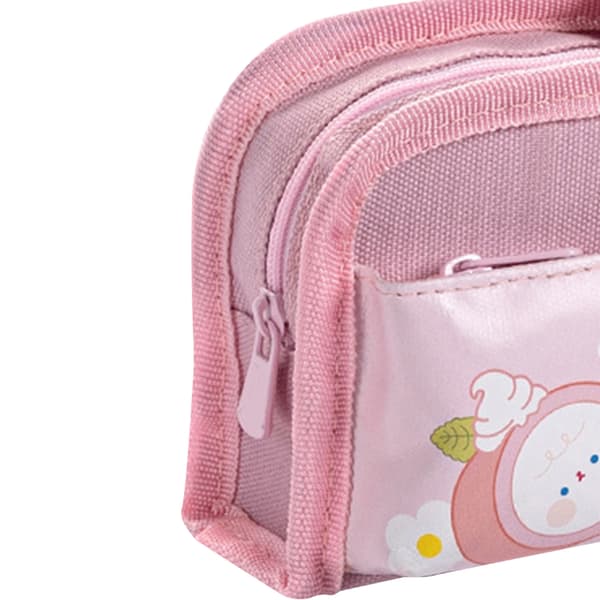 Canvas Pencil Case with Cute Duck Pattern, Velcro Closure, Large Capacity, Zipper, Multiple Internal Compartments for Student Rabbit