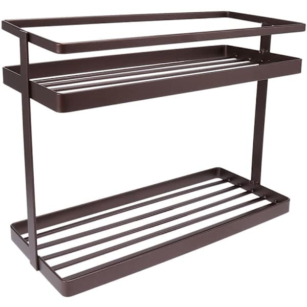 Kitchen Bathroom Wall Mounted 2 Tier Storage Organizer Storage Shelf Art Wall Shelf Multi-layer Spice Rack