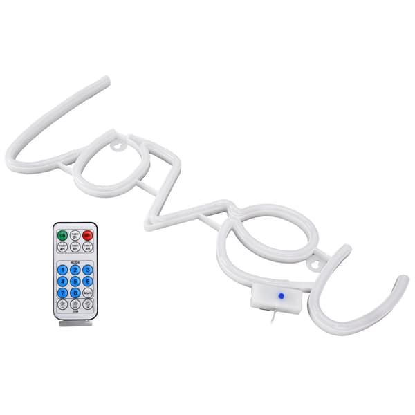 LOVEU Neon Light LED 18 Keys 8 Modes Timing Remote Control USB Light for Home Decoration 300LM Warm White + White Light