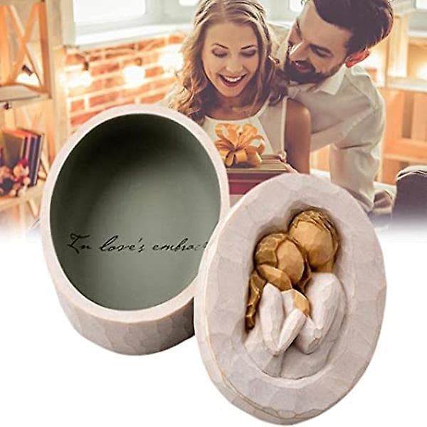 Sculpted Hand-Painted Keepsake Box, Carved Jewelry Box Pair-a