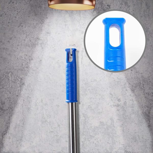 Cobweb Brush, Washable Microfiber and Brush Heads with Extendable Aluminum Pole for Ceilings, Fans, and High Corners, Blue