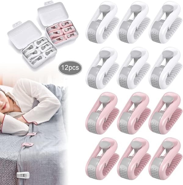 12-pack täckklämmor, lakanhållare, nålfria, halkfria