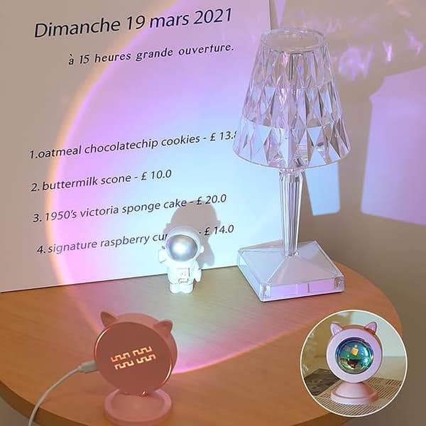 2 Solnedgangslampe Mini Romdekorasjon Bærbar Katt Kaninøre USB R