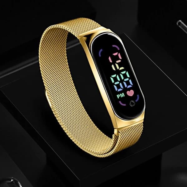 LED Dameur Magnetisk Urrem Vandtæt Touch Feminint Ur Mode Digitalt Armbåndsur