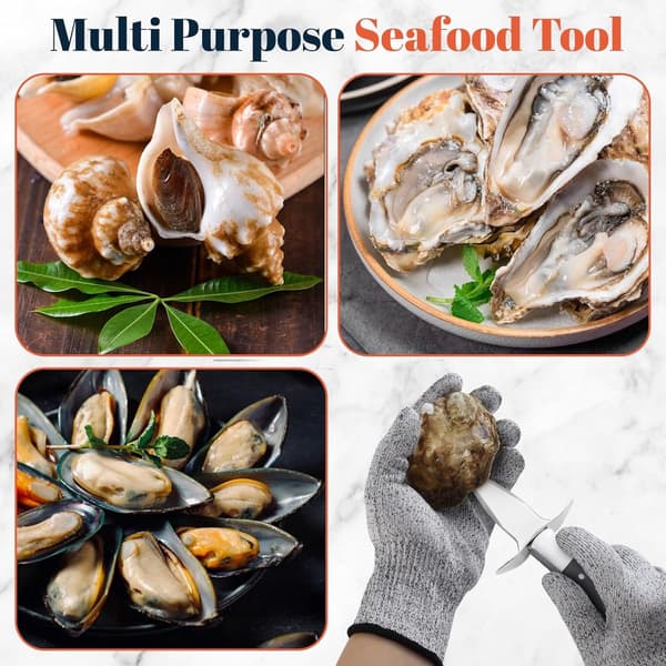 2 Oyster Shucking Sets - Oyster Knife with Gloves and Case - for All Shellfish