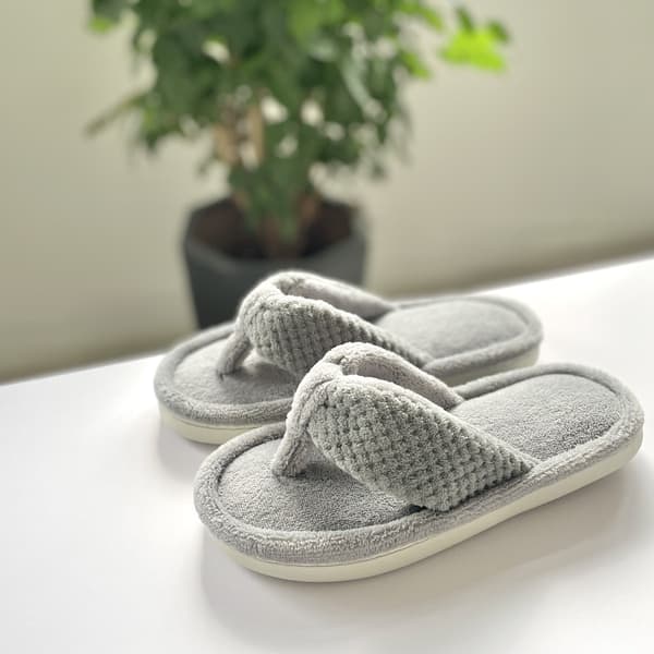 Memory Foam-hjemmesko med åben tå og ananastræ-sål - Åndbare og komfortable indendørssko Grå Grey