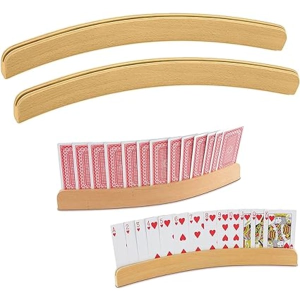 2 Piece Wooden Poker Holder Set, Curved Design Poker Holder, 2