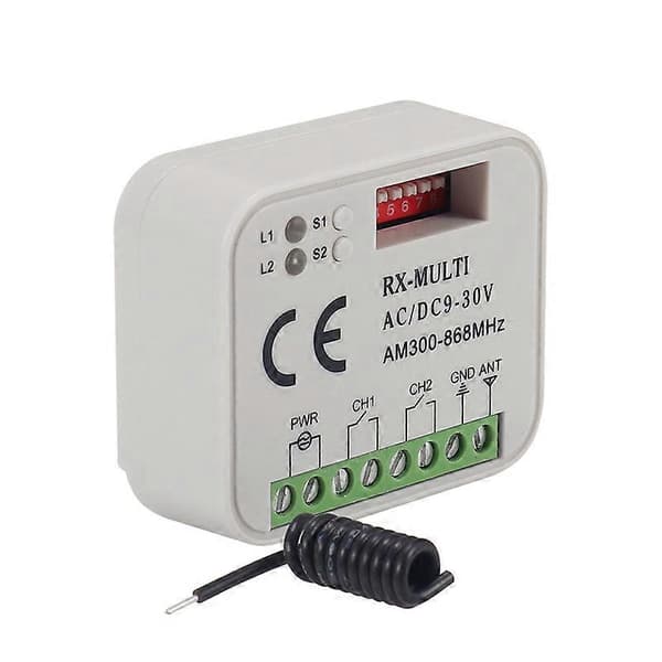 Fjernkontrollbrytermottaker 300-868MHz Universalmottaker 9-30V for Garasjeportkontroll Garasjebryter
