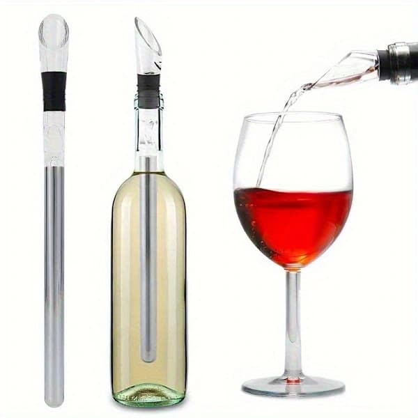 Vinkøler i rustfrit stål med sort greb, hurtig drikkevarekøler til øl, champagne og cocktails, bartilbehør 1 stk 1pc