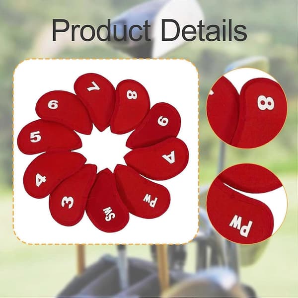 10 Stykker Golf Jern Hodebeskyttelse Golfkølle Hodebeskyttelse Tilbehør Støvtette Portable Golfgaver Neopren Universal Beskyttelse Ref: 9218