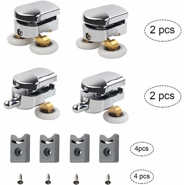 Replacement Kit with 4 Double Wheels Double Wheels Replacement Fastening Wheels Sliding Door Roller Roller Door Wheels for Shower Door 23mm