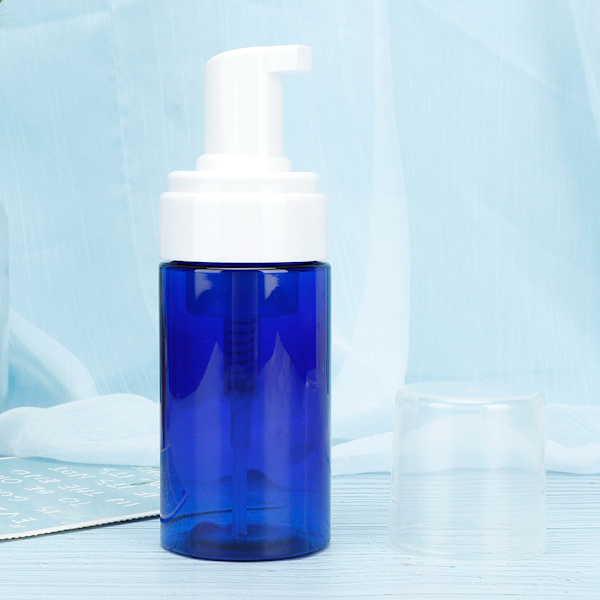 Portable Mousse Foaming Empty Bottle Refillable Travel Dispenser Container (Pump Head Blue)