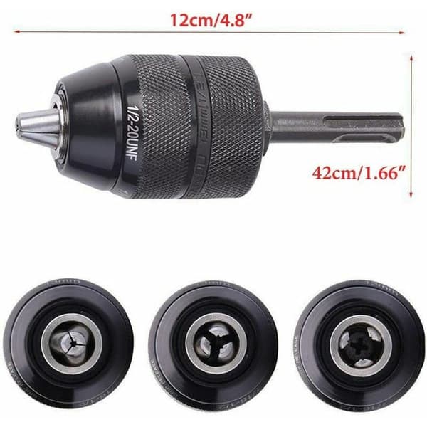SDS Plus Adapter 2-13mm Keyless Chuck Keyless Chuck Heavy Duty Professional Chuck 1/2-20 UNF Keyless Chuck High-Speed Drill with SDS Adapter