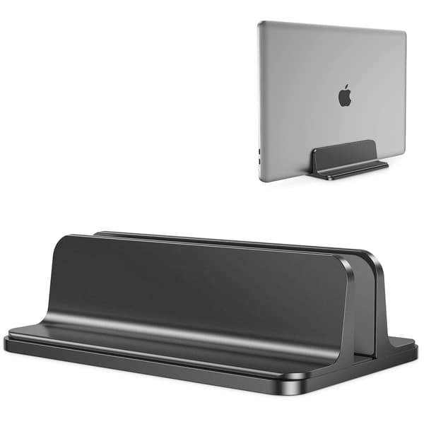 Lodret Laptop Stand Justerbar, Aluminium MacBook Stand Sort