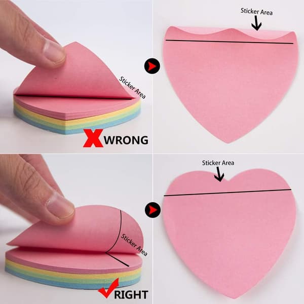 Heart-shaped sticky notes - 10 blocks 76x76mm Cute Post-it S,ZQKLA