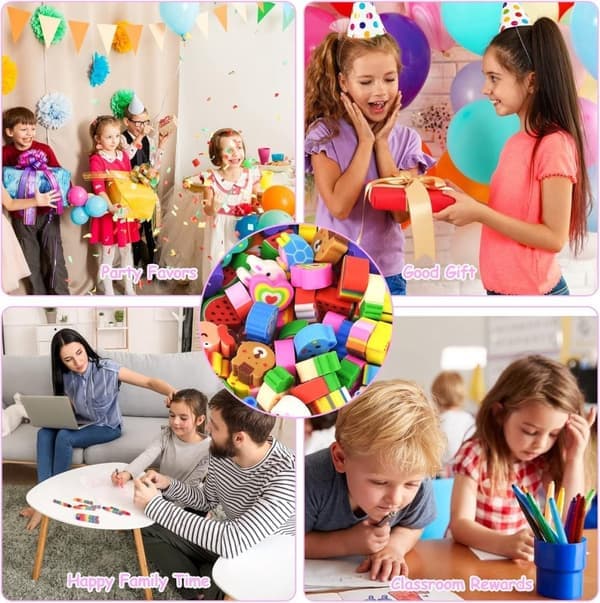 Kids Erasers - 300 Mini Erasers - Animal Theme - Multipack - Pencil Sharpener Erasers - School Supplies