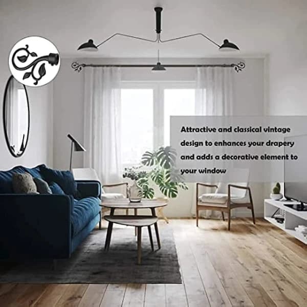 4 stk Dekorative Endestykker Gardinstang Sort Gardinstang Sort