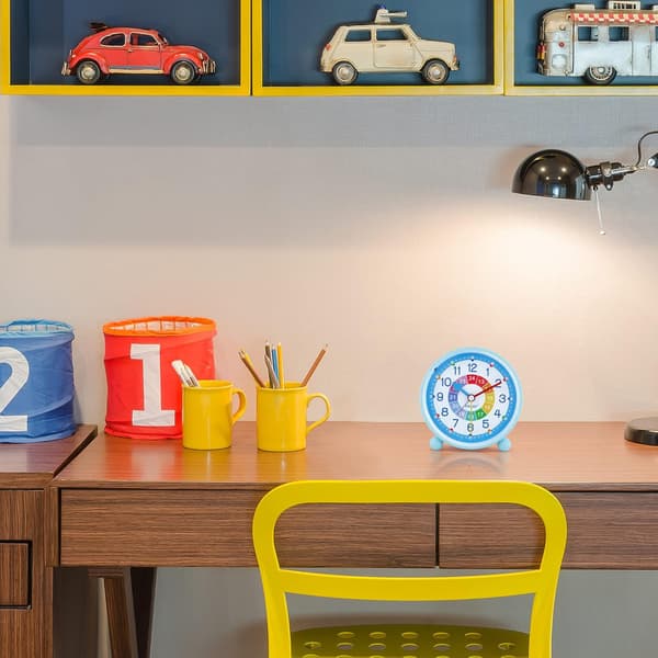 Silent Kids Alarm Clock, Blue Metal Alarm Clock Night Light
