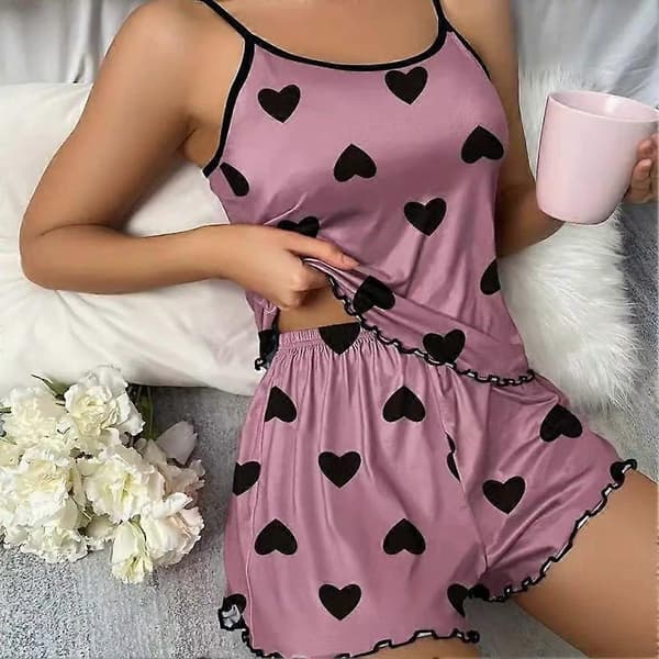 Dam Satin Nattkläder Pyjamas Set Silke Långärmad Sovkläder Blå L Blue L