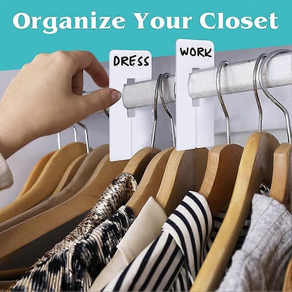 30 Closet Dividers for Hanging Clothes - Rectangular Clothing Size Dividers, 1.5X Wider White Closet [DB] White White
