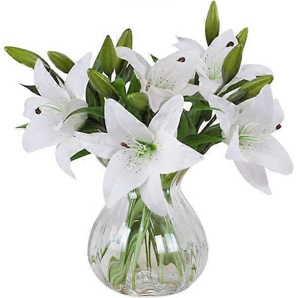 Kunstige blomster, 5 stk lateks kunstige liljer