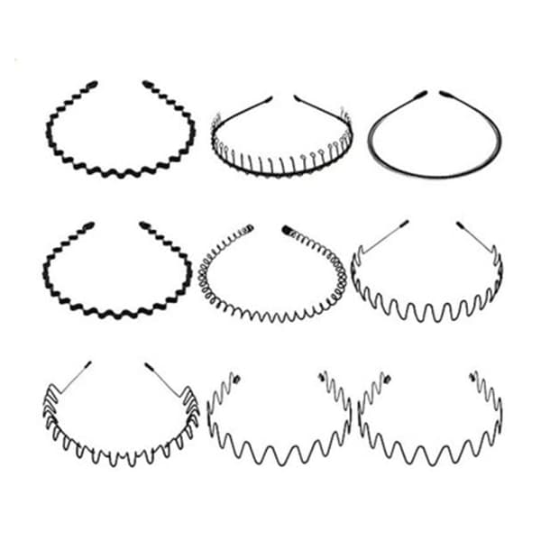 Vågformad metall hårband med zigzag-design i ett set om 9